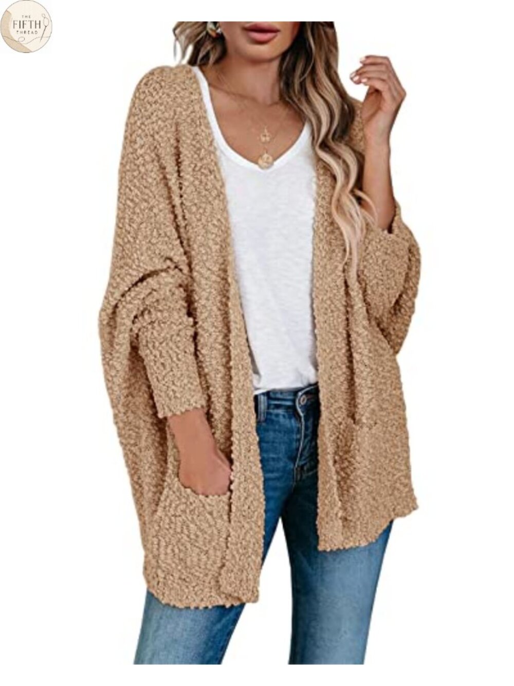 Saodimallsu Womens Popcorn Cardigan Oversized Cozy Batwing Long Sweater